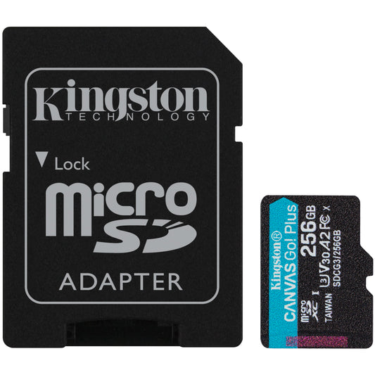 Speicherkarte microSDXC Kingston Canvas Go Plus, 256Gb, Klasse 10 / UHS-1 U3, mit SDCG3/256GB Adapter 