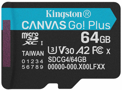 Kingston Canvas Go Plus Android A2 microSDXC Speicherkarte, 64Gb, Klasse 10 / UHS-1 U3 SDCG4/64GBSP