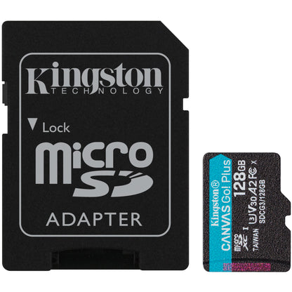 Speicherkarte microSDXC Kingston Canvas Go Plus, 128 GB, Klasse 10 / UHS-1 U3, mit Adapter SDCG3/128 GB