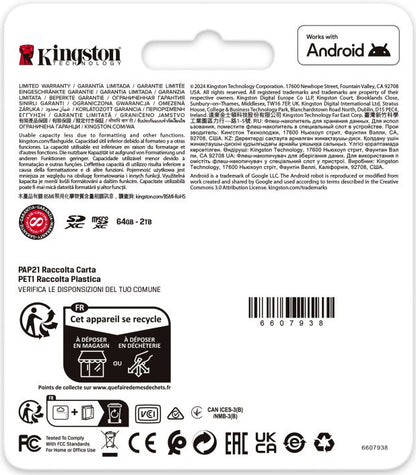 Kingston Canvas Go Plus Android A2 microSDXC Speicherkarte, 128Gb, Klasse 10 / UHS-1 U3, mit Adapter SDCG4/128GB