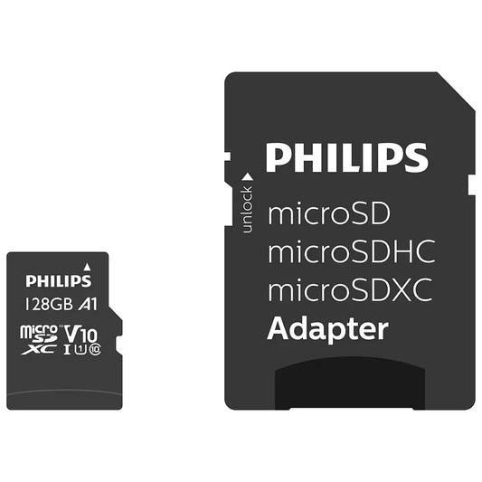 Philips microSDXC Speicherkarte, 128Gb, Klasse 10 / UHS-1 U1, mit Adapter FM12MP45B/10