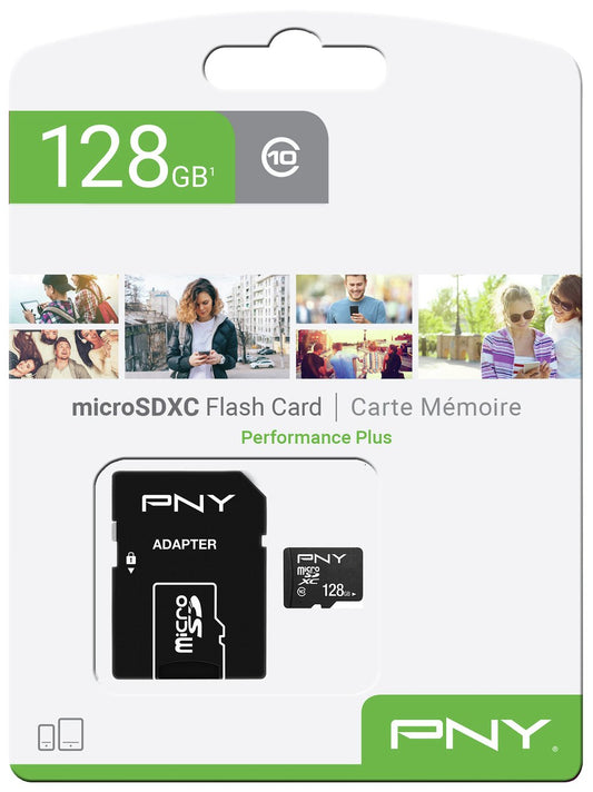Speicherkarte microSDXC PNY Performance Plus, 128Gb, Klasse 10, mit Adapter P-SDU12810PPL-GE