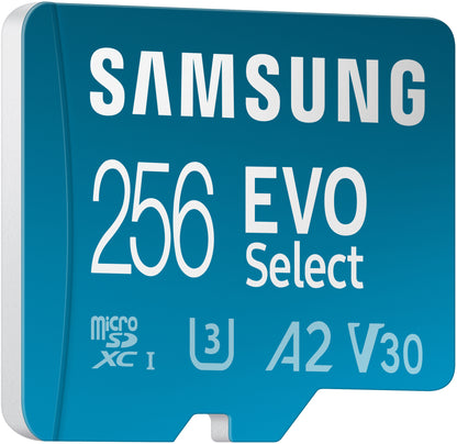 microSDXC-Speicherkarte Samsung Evo Select Plus, 256 GB, Klasse 10 / UHS-1 U3, mit Adapter MB-ME256KA/AM