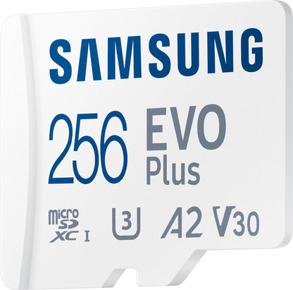 microSDXC-Speicherkarte Samsung Evo Plus, 256 GB, Klasse 10 / UHS-1 U3, mit Adapter MB-MC256KA/EU