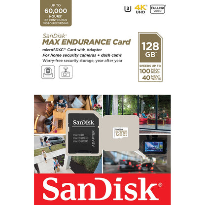 Speicherkarte microSDXC SanDisk MAX Endurance, 128Gb, Klasse 10 / UHS-1 U3, mit Adapter SDSQQVR-128G-GN6IA