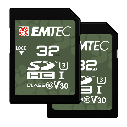 SDHC-Speicherkarte Emtec Rugged Outdoor, 32Gb, Klasse 10 / UHS-1 U3, Set 2 Stück ECMSD32GHC10ORP2