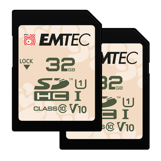 SDHC-Speicherkarte Emtec Rugged Outdoor, 32Gb, Klasse 10 / UHS-1 U1, Set 2 Stück ECMSD32GHCU1ORP2