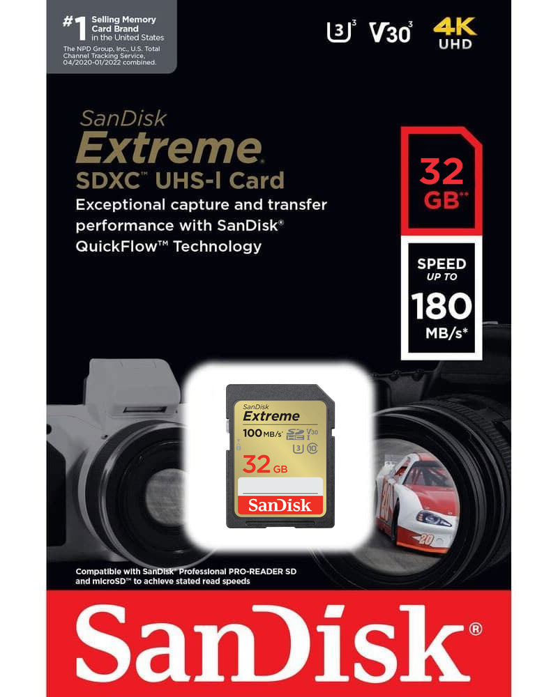 SanDisk Extreme SDHC-Speicherkarte, 32GB, Klasse 10 / UHS-1 U3 SDSDXVT-032G-GNCIN