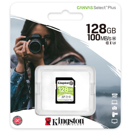 SDXC Memory Card Kingston Canvas Select Plus, 128Gb, Class 10 / UHS-1 U1 SDS2/128GB-SD 