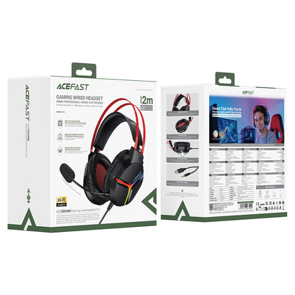 Gaming-Kopfhörer 3,5mm Acefast H16, RGB, 2m, Schwarz