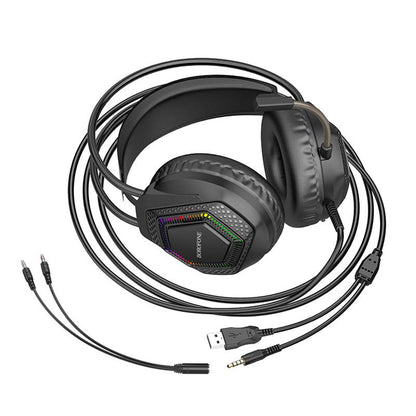 Gaming-Kopfhörer 3,5 mm Borofone BO105 Thunder, RGB, 2m, Schwarz