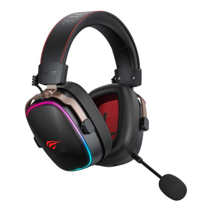 Gaming-Kopfhörer Wireless HAVIT H2039BG, RGB, BT / Wi-Fi / Kabelgebunden, Schwarz Ocker