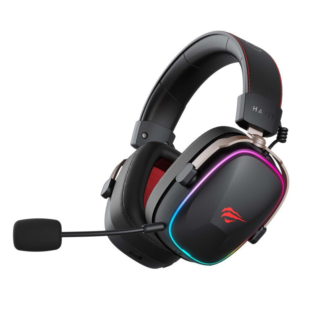 Gaming-Kopfhörer Wireless HAVIT H2039BG, RGB, BT / Wi-Fi / Kabelgebunden, Schwarz Ocker