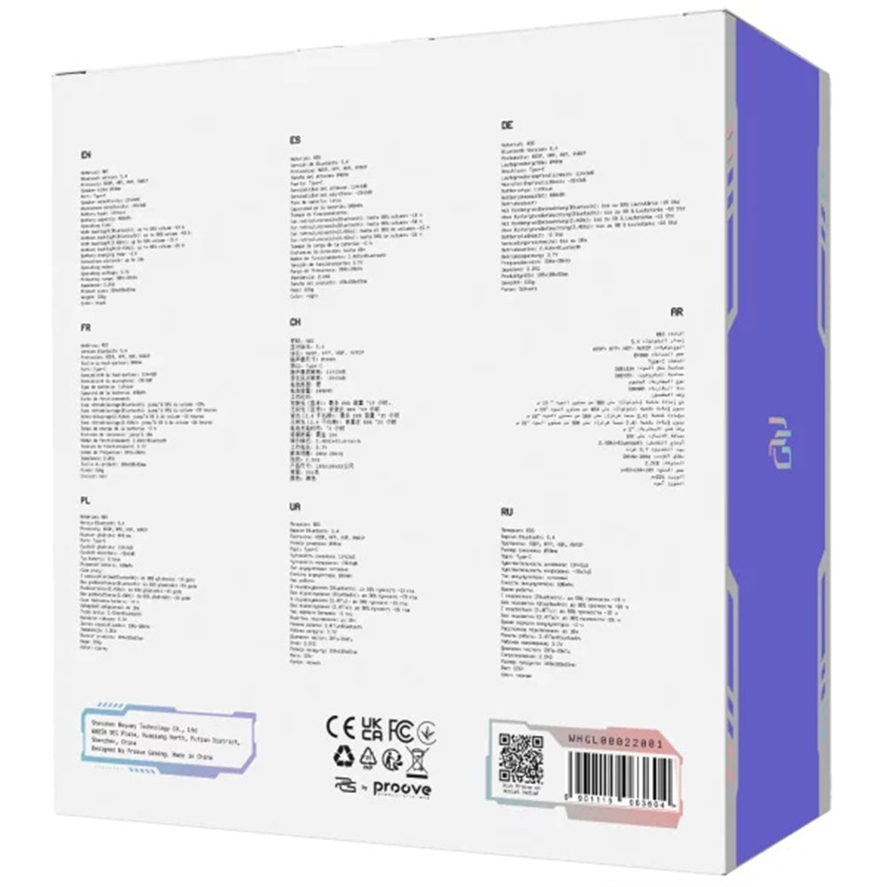 Gaming-Kopfhörer Wireless Proove Glimmer, RGB, BT / Wi-FI / Wired, Schwarz WHGL00022001