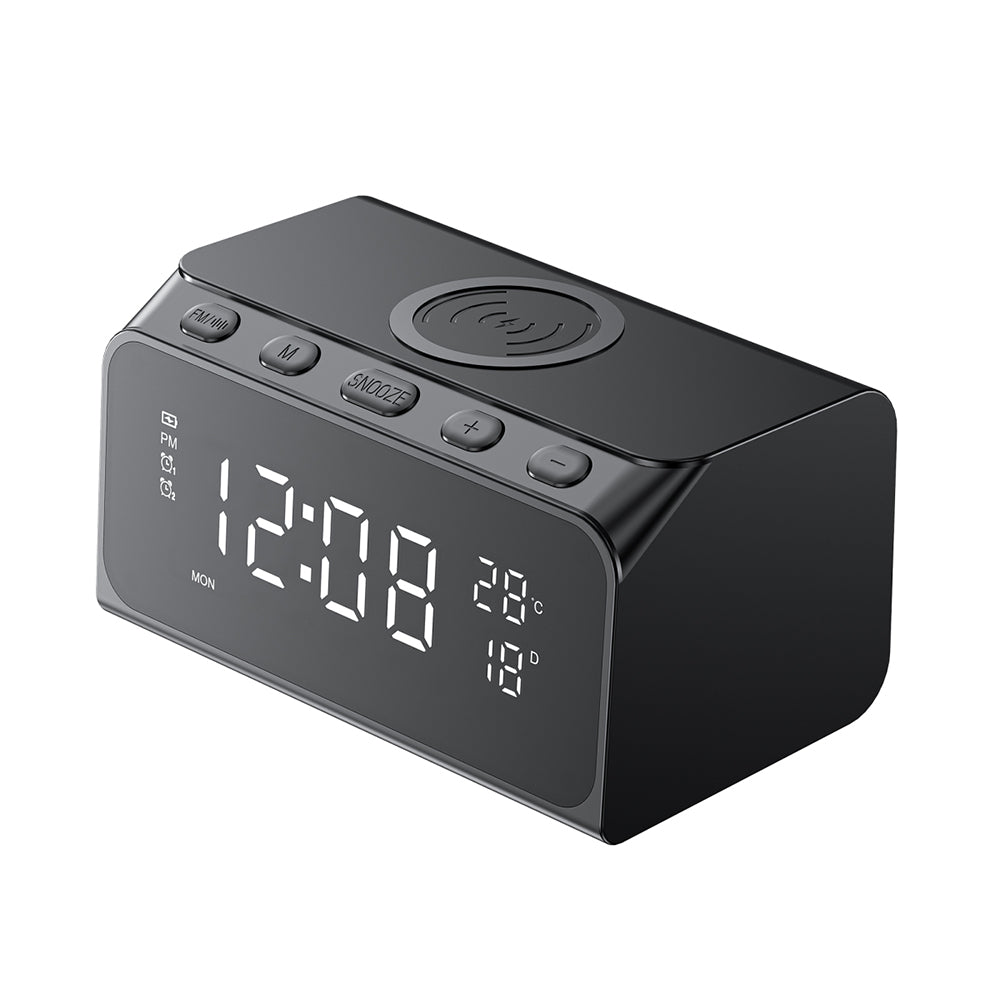 HAVIT W3041 6in1 Digital Clock with Wireless QI Charging, Black