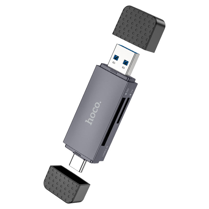 USB 3.0 / USB-C Kartenleser HOCO HB45, SD - microSD, Grau