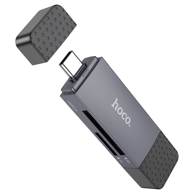USB 3.0 / USB-C Kartenleser HOCO HB45, SD - microSD, Grau