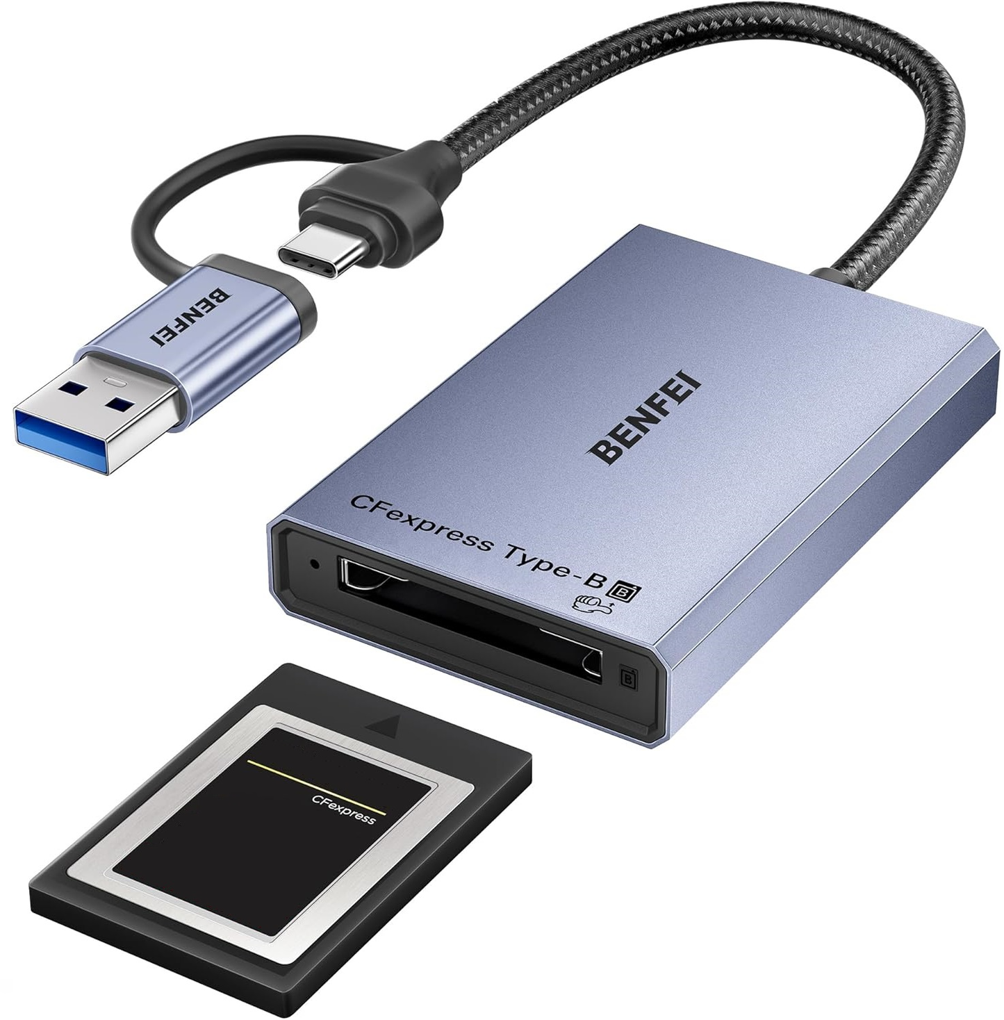 USB 3.2 / USB-C Card Reader Benfei, CFexpress B, Gray