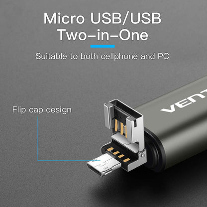 USB / USB-C / microUSB Kartenleser Vention, SD - microSD, Grau CCJH0