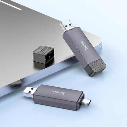 USB 3.0 / USB-C Kartenleser HOCO HB45, SD - microSD, Grau