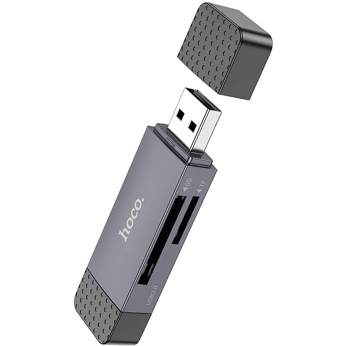 HOCO HB45 USB/USB-C-Kartenleser, SD – microSD, USB 2.0, Grau