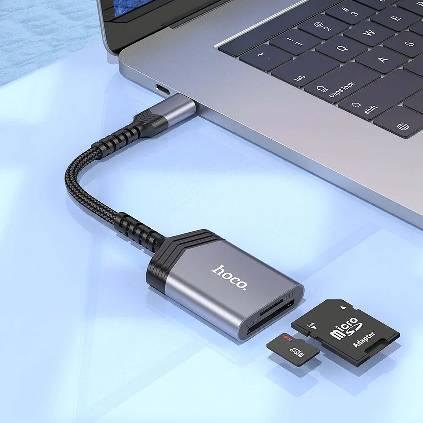 HOCO UA25 USB-C-Kartenleser, SD – microSD, Grau