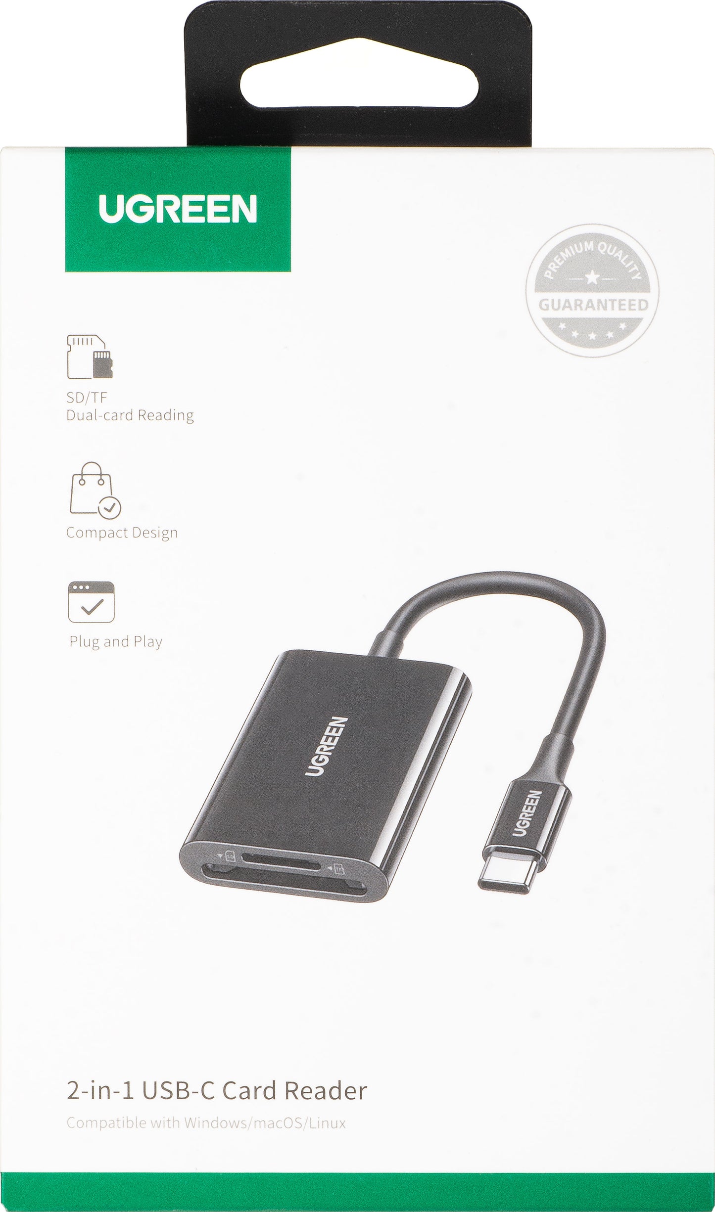 USB-C Kartenleser UGREEN CM265, SD - microSD, Schwarz
