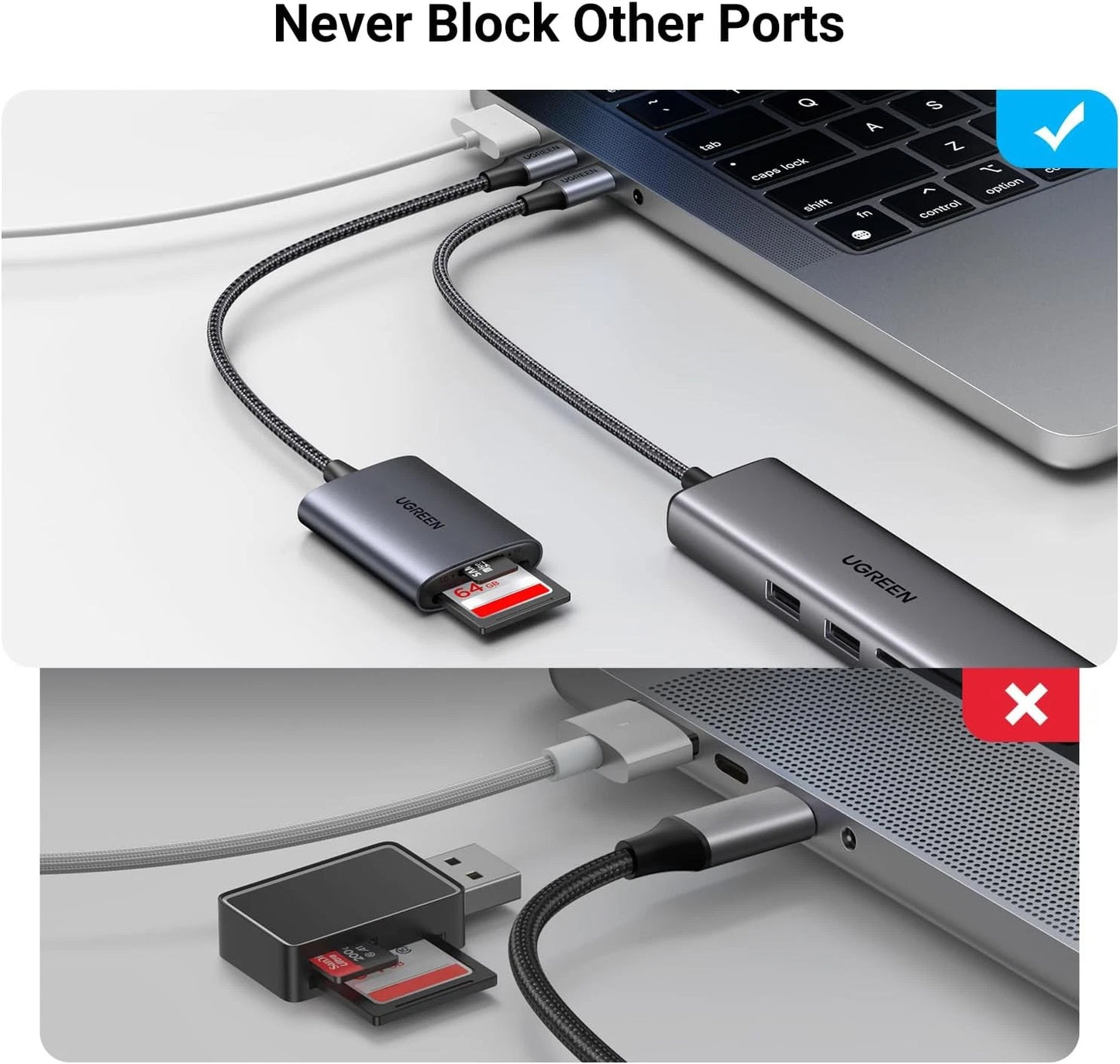 USB-C Kartenleser UGREEN CM401, SD - microSD, Grau