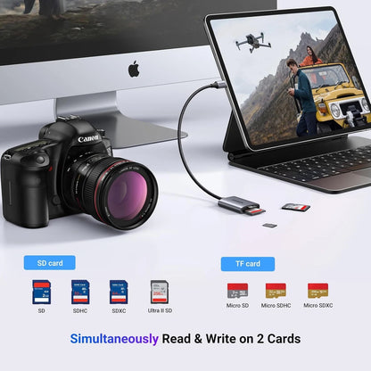 USB-C Kartenleser UGREEN CM401, SD - microSD, Grau