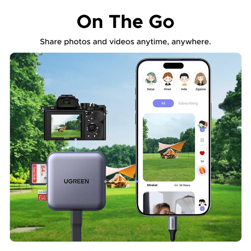 Kartenleser USB-C UGREEN CM898 (65095), SD - microSD, Grau