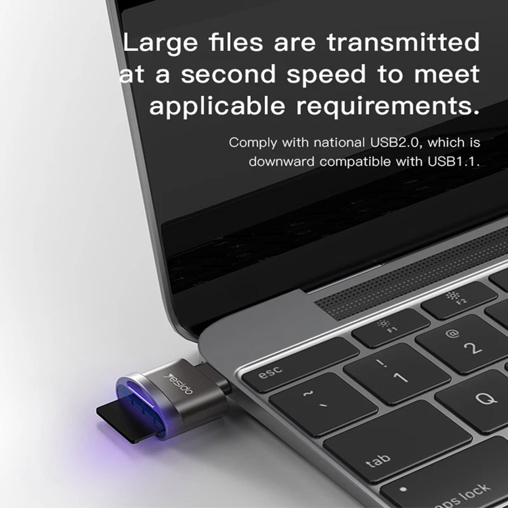 Kartenleser USB-C Yesido GS19, USB-A (OTG) - microSD, Grau