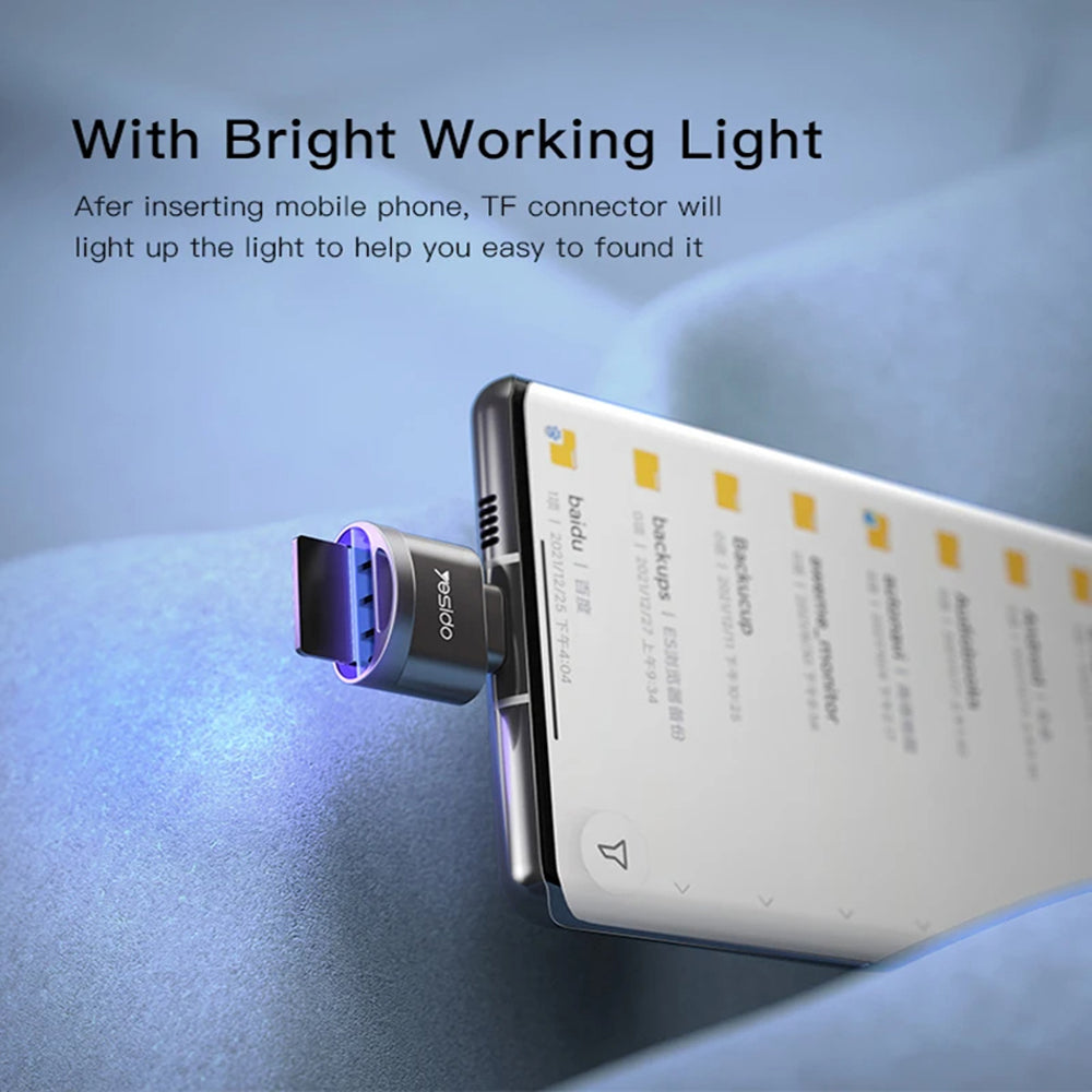 Kartenleser USB-C Yesido GS19, USB-A (OTG) - microSD, Grau