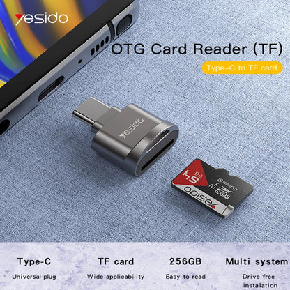 Kartenleser USB-C Yesido GS19, USB-A (OTG) - microSD, Grau