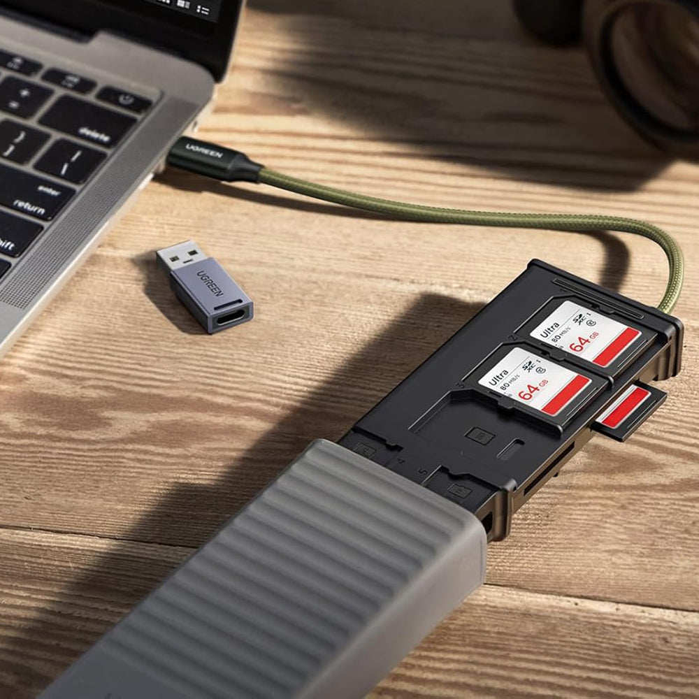 USB / USB-C Kartenleser mit UGREEN CM856 (55899) Organizer, 2 x SD - microSD, Grau