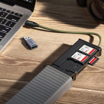 USB / USB-C Kartenleser mit UGREEN CM856 (55899) Organizer, 2 x SD - microSD, Grau