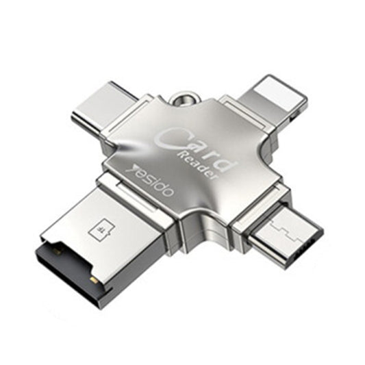 USB / USB-C / Lightning / microUSB Kartenleser Yesido GS13, microSD, Silber