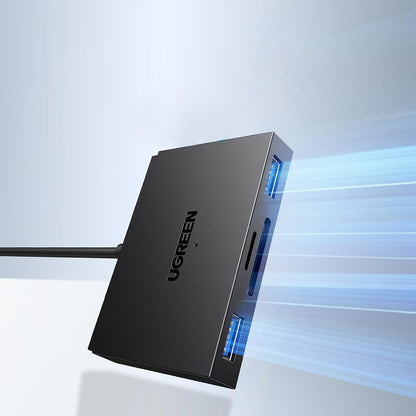 USB / USB-C Kartenleser UGREEN CM812 (45167), SD - microSD - 2 x USB-A, Schwarz