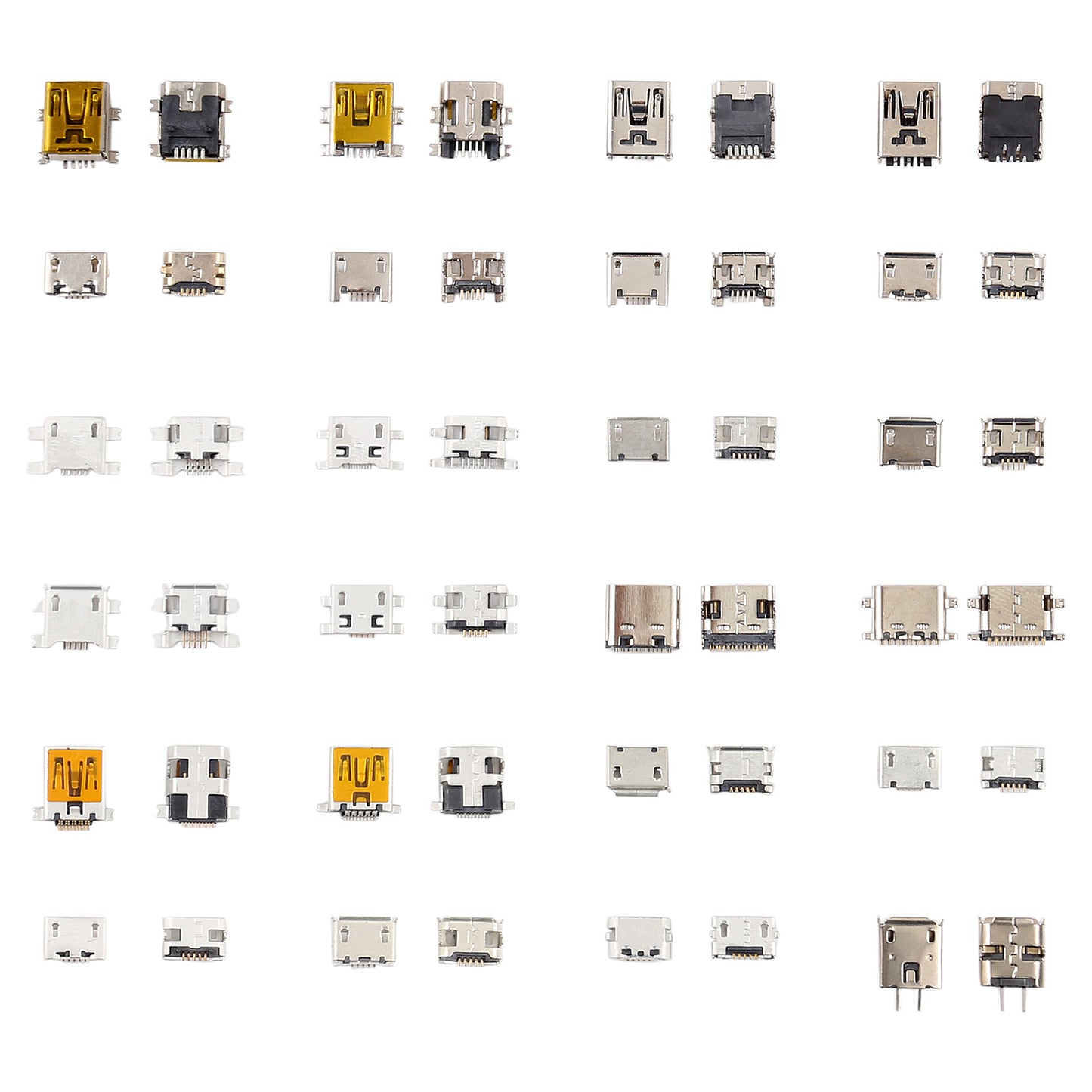 Packung mit microUSB-/miniUSB-/USB-C-Ladeanschlüssen, verschiedene Modelle, Set mit 240 Stück