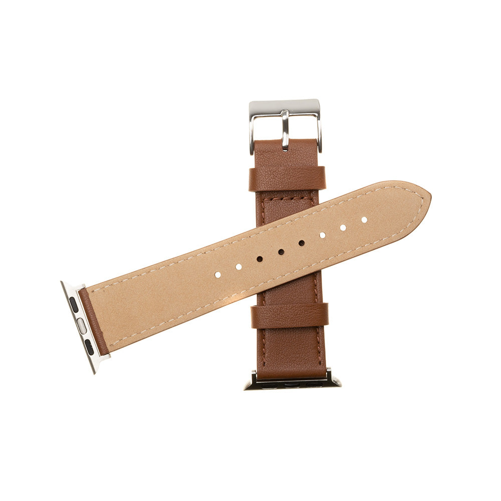 Fixed Leather Armband für Apple Watch 49mm / 46mm / 45mm / 44mm / 42mm Serie, Braun