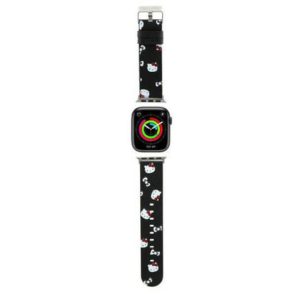 Hello Kitty Lederarmband Kitty & Bows für Apple Watch 42mm / 41mm / 40mm / 38mm Serie, Schwarz