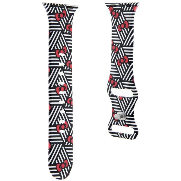 Hello Kitty Silikonarmband Bows & Stripes für Apple Watch 42mm / 41mm / 40mm / 38mm Serie, Schwarz