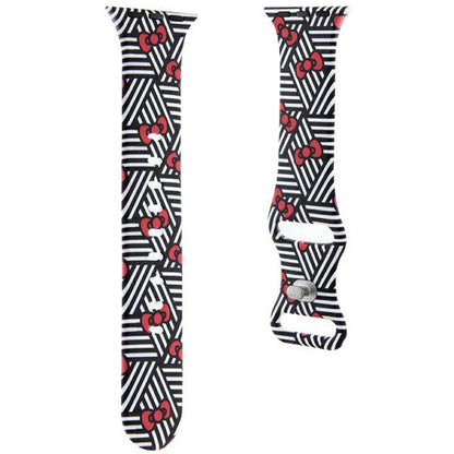 Hello Kitty Silikonarmband Bows & Stripes für Apple Watch 42mm / 41mm / 40mm / 38mm Serie, Schwarz