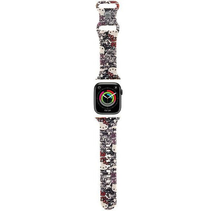Hello Kitty Silikonarmband Graffiti Tags für Apple Watch 42mm / 41mm / 40mm / 38mm Serie, Beige