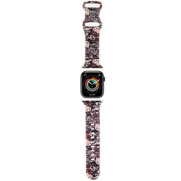 Hello Kitty Silikonarmband Graffiti Tags für Apple Watch 42mm / 41mm / 40mm / 38mm Serie, Rosa