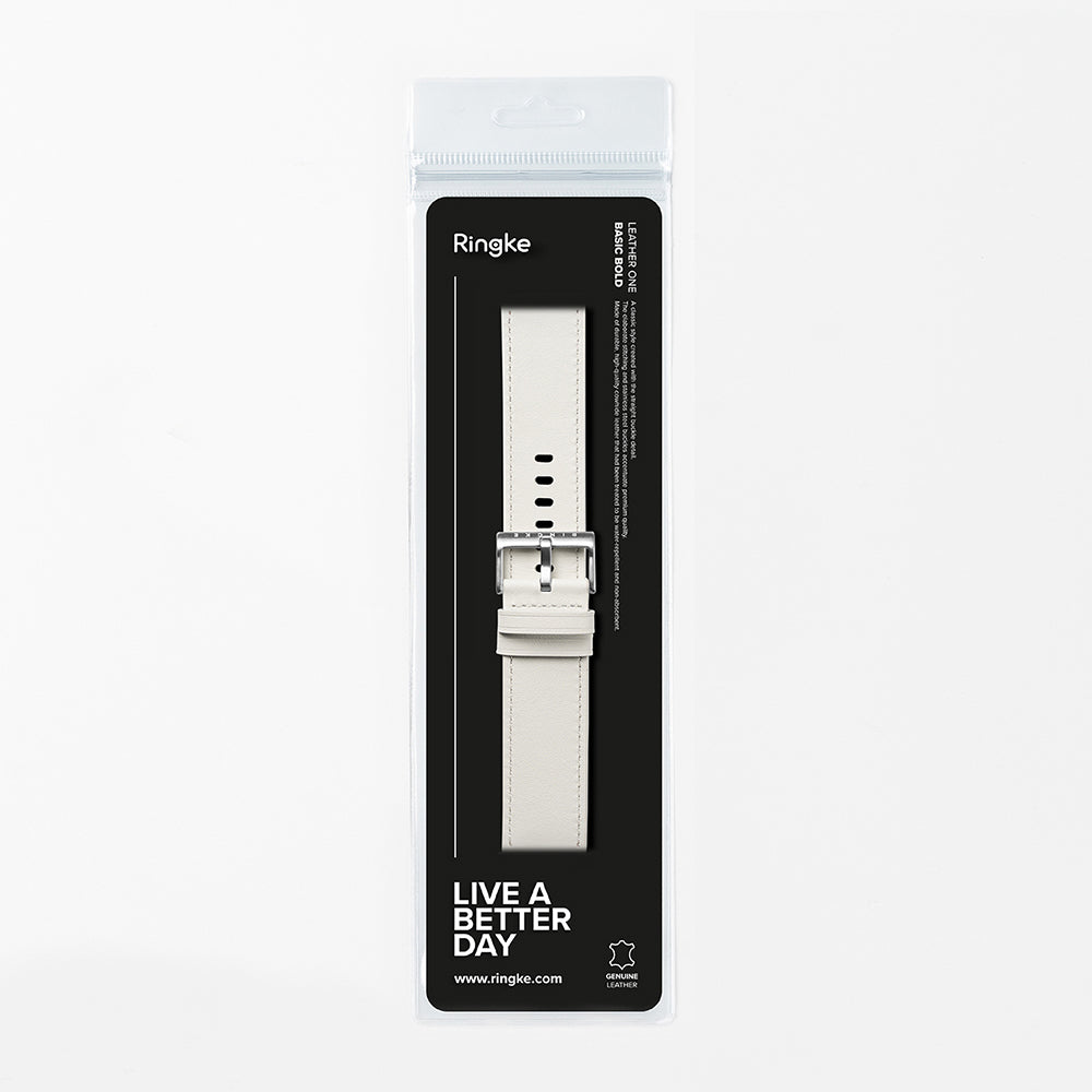 Ringke One Basic Bold Strap for Fossil Watch / Mobvoi Watch / Suunto Watch Series, 24mm, White