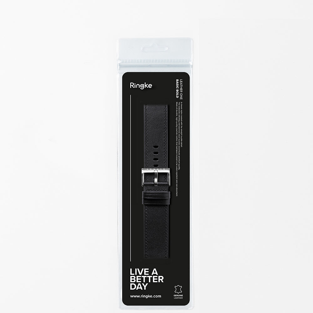 Ringke One Basic Bold Strap for Fossil Watch / Mobvoi Watch / Suunto Watch Series, 24mm, Black