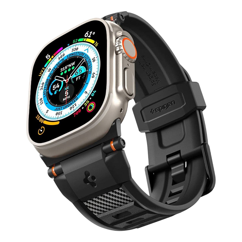 Spigen Rugged Armband für Apple Watch 49 mm / 46 mm / 45 mm / 44 mm Series, Mattschwarz AMP02854