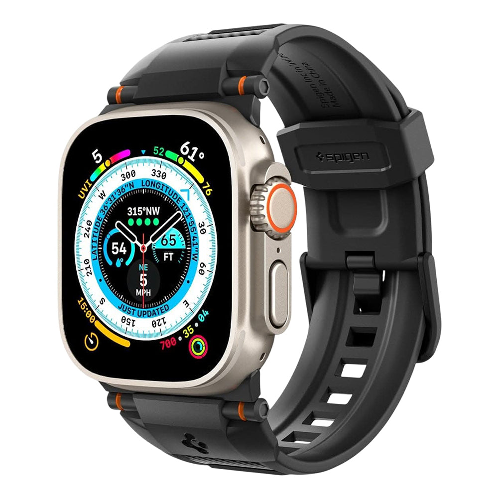 Spigen Rugged Armband für Apple Watch 49 mm / 46 mm / 45 mm / 44 mm Series, Mattschwarz AMP02854