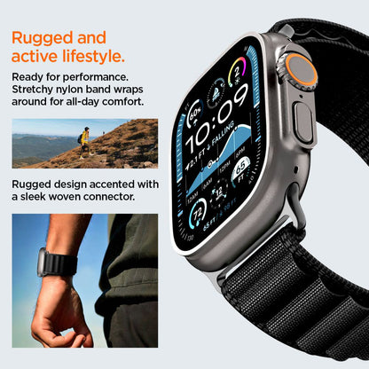 Spigen WBF1 Armband für Apple Watch 49mm / 46mm / 45mm / 44mm Serie, Schwarz