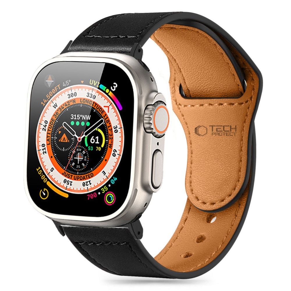 Tech-Protect NaturalFit-Armband für Apple Watch 49 mm / 45 mm / 44 mm / 42 mm-Serie, Schwarz